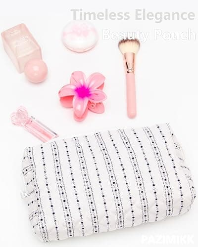 PAZIMIIK Vintage Quilted Makeup Bag Cosmetic Pouch for Brushes Pencils and Travel Make Up Accessories for Women and Girls Star Line thumbnail 5