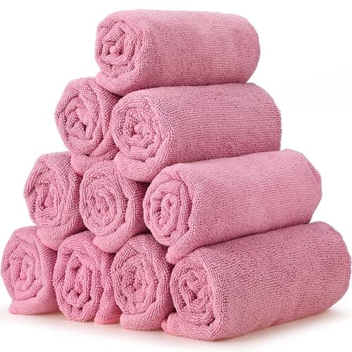 Panelee 36 Packs of Bleach Proof Towels Microfiber Absorbent Salon Towels Bleach Resistant Salon Hand Towels for Gym, Bath, Spa, Shaving, Shampoo, Home Hair Drying, 16 x 28 Inches (Pink) thumbnail 5