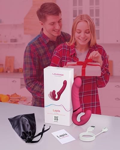 LOVENSE Lapis Strapless Strap on Dildos Double-Ended G Spot Vibrator with Flexible Bulb Vibrating Butt Plug Adult Toy & Game Remote Control Clitoral Stimulator Sex Toys for Women Lesbian Couple thumbnail 7