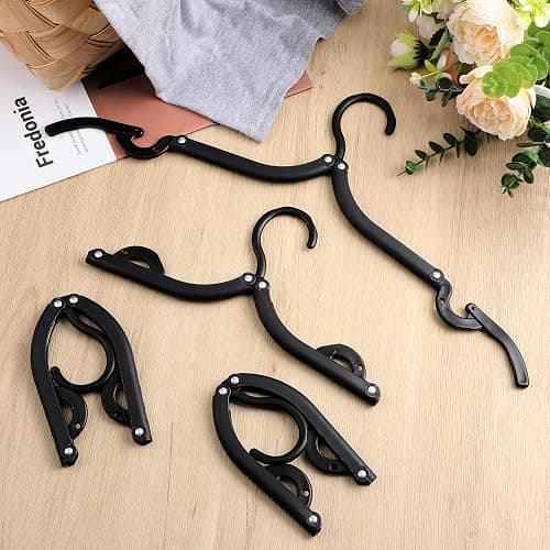 Sieral 40 Pcs Foldable Travel Hangers Plastic Portable Folding Clothes Hangers Cruise Ship Essentials for Travel Cruises Suitcase Dormitory School Hotel Women Laundry Coat Bag Drying(Black) thumbnail 2