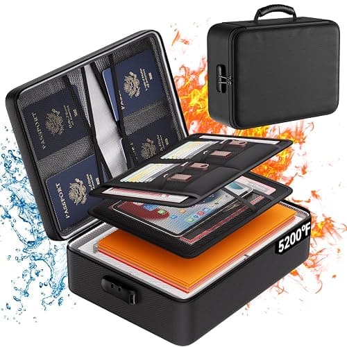 DocSafe 5200°F Document Organizer with Lock,Upgraded Heat Insulated Fireproof＆Waterproof Box 8 Layers File Organizer,Portable Home Travel Safe Storage for Important Documents, Files and More - Image 1