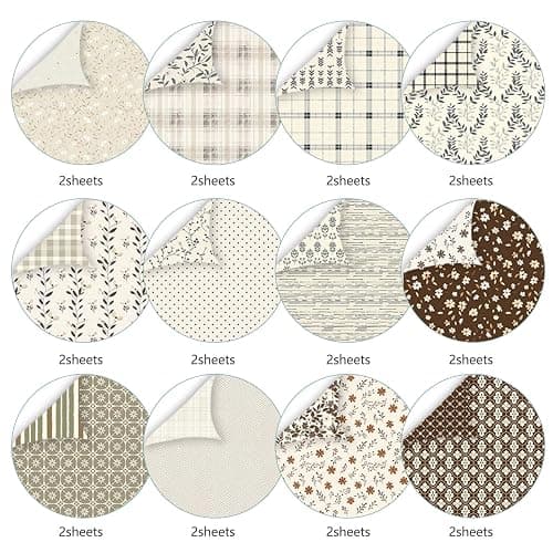 MIATTCLD Scrapbook Paper 12x12 In Double Sided Decorative Paper for Scrapbooking, 24 Sheets/24 Designs Spring Floral Patterned Craft Paper for Junk Journals DIY Cards Album Decoration (Beige) thumbnail 4