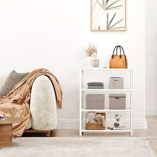 SOKOSEN 4-Tier Small Shoe Rack, Metal Stackable Kids Shoe Shelf Storage Zapateras Organizer,Narrow Shoe Rack Sturdy for Closet Hallway Entryway Living Room Bedroom (White) thumbnail 2