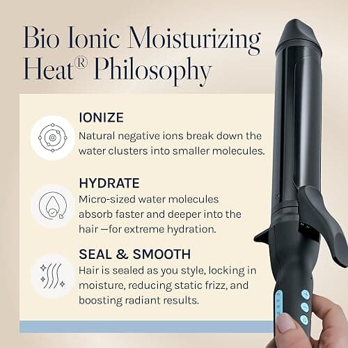 Bio Ionic Long Barrel Styler,Curling Iron with Moisture Heat Technology & NanoIonic MX, Verstatile Curling Wand thumbnail 9