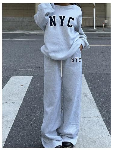 SOLY HUX Women's sweatsuits fall clothes off the shoulder graphic sweatshirt baggy sweatpants outfits 2 piece set thumbnail 2