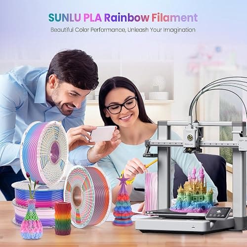 SUNLU 3D Printer Filament,Rainbow PLA Filament 1.75mm,1KG (Rainbow PLA 04) | Multicolor Gradient 3D Filament, Neatly Wound 3D Printing Filament, Dimensional Accuracy +/-0.02mm thumbnail 9