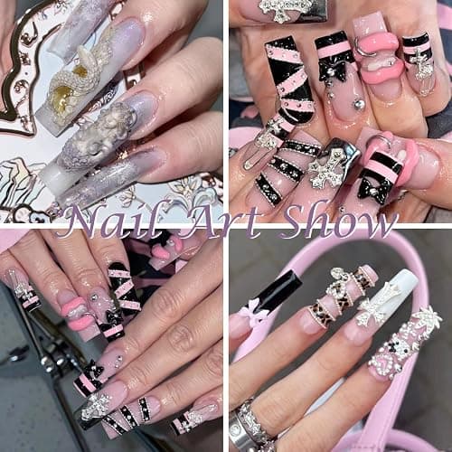 Laza 4pcs Gothic Silicone Nail Art Molds 3D Skull Rose Shaped Nail Molds | Reusable Nail Mold for Nail Art,Good Elasticity,3D Nail Mold, 3D Snake Bones Cross Collar Nail Accessories with Scraper & Pen thumbnail 8
