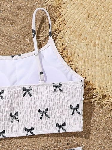 SEGT Girls Two Piece Swimsuit Bow Printed Bikini Set Adjustable Straps Swimwear High Waisted Bottom Bathing Suits thumbnail 5