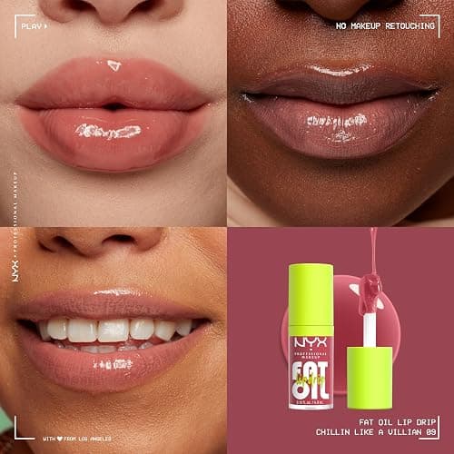NYX PROFESSIONAL MAKEUP Fat Oil Lip Drip, Moisturizing, Shiny and Vegan Tinted Lip Gloss - Chillin Like a Villain (Pale Dusty Rose) thumbnail 3