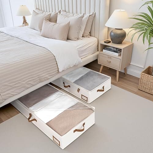 StorageWorks Large Under Bed Storage Containers with Handles and Label Holder, 2 Pack Ultra-thick Fabric Underbed Bins, Closet Organizer for Clothes, Blankets, Sweater thumbnail 2
