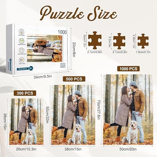 Custom Puzzles from Photos, 300/500/1000 Piece Puzzle for Adults, Personalized Jigsaw Puzzles with Photo Text, Photo Puzzles Personalized Gifts for Family Pet Birthday Christmas Halloween thumbnail 2