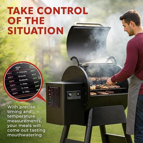 Levain & Co Meat Temperature Magnet & BBQ Smoker Guide - Pellet Smoker & Traeger Accessories - Wood, Time, & Temp - BBQ Accessories - Grilling Gifts for Men thumbnail 4