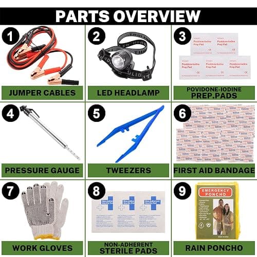 Car Roadside Emergency Kit with Battery Jumper Cables,Car Accessories for Men or Women,Automotive Safety Kit for Car,Vehicle, Truck or SUV,Gifts for Men or Him, Pink thumbnail 2