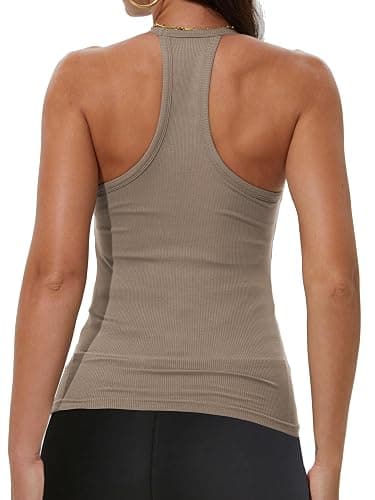 iGENJUN Workout Tops for Women Racerback Basic Tank Summer 2025 Camisole V Neck Slim Fit Ribbed Sleeveless thumbnail 2
