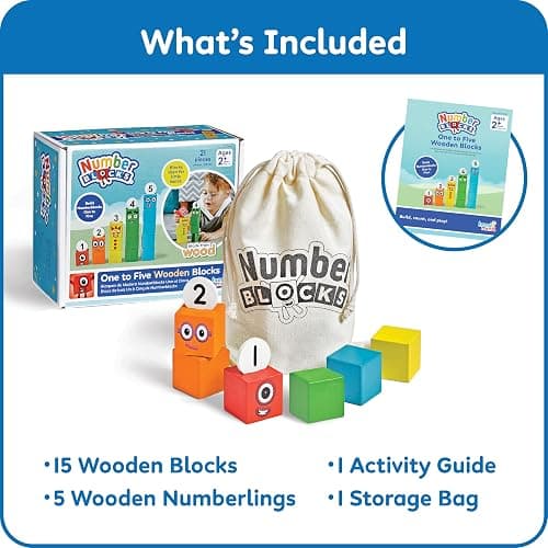 hand2mind Numberblocks One to Five Wooden Blocks, Wood Building Blocks for Toddlers 2-4 Years, Stacking Toys, Montessori Math Materials, Color Sorting Daycare Toys, Preschool Learning Activities thumbnail 3