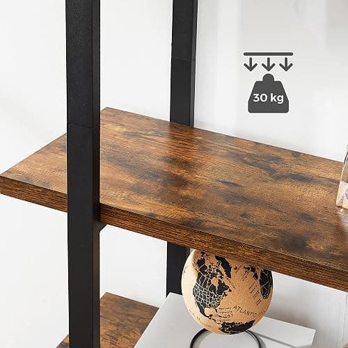 VASAGLE Bookshelf, 5-Tier Industrial Stable Bookcase, Storage Rack, Standing Shelf, Easy Assembly, Living Room, Bedroom, Office, Rustic Brown and Black LLS55BX thumbnail 6