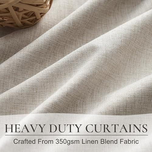 Natural Linen Pinch Pleated Blackout Curtains & Drapes 96 Inch Long Bedroom/Livingroom Farmhouse Curtains 2 Panel Sets, Neutral Track Room Darkening Thermal Insulated 8ft Back Tab Window Curtain thumbnail 5