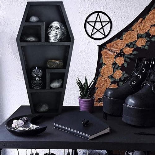 Siopob Large Coffin Shelf | Gothic Floating Coffin Shelves,Creative Bookshelf Floating Shelves, Gothic Furniture, Spooky - Decor for -Halloween thumbnail 6