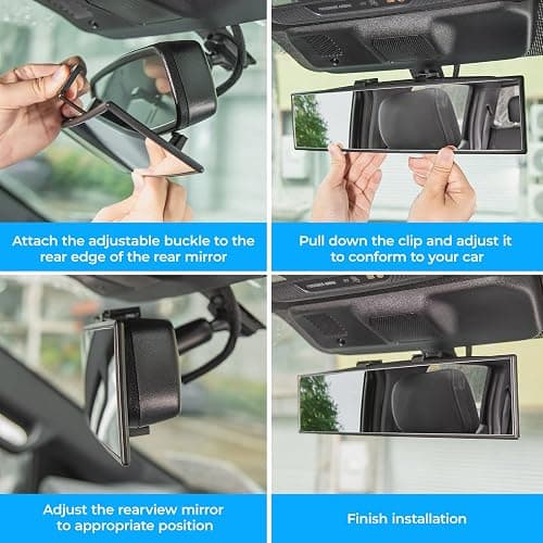 JoyTutus Rear View Mirror, Universal 11.81 Inch Panoramic Convex Interior Clip-on Wide Angle Mirror to Reduce Blind Spot Effectively for Car SUV Trucks -Clear - Clear 1 PCS thumbnail 5