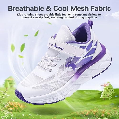 Kids Orthopedic Tennis Shoes for Boys and Girls: Comfortable Casual Plantar Fasciitis Arch Support Athletic Running Sneakers, Orthotic Breathable School Sports Walking Shoes for Foot and Pain Relief - 2 Little Kid - W5-purple White thumbnail 8