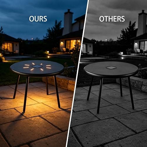 Meluvici Outdoor Side Table, 19.7" Round Solar Coffee Table with LED Lights, Waterproof Metal Patio End Table for Garden, Backyard, Balcony, Deck, Patio Furniture thumbnail 6