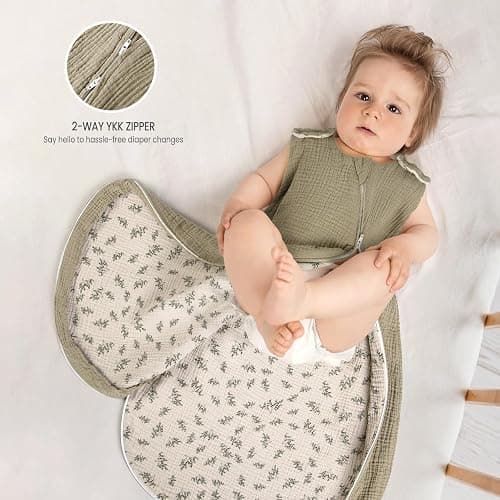 lulumoon Sleep Sack Muslin for Baby: Cotton Wearable Blanket for 3-9 Months - Soft Lightweight Ideal for Nursery Lounge Nighttime Naptime 6-12 Months thumbnail 6