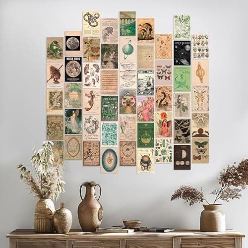 Uniro Vintage Fairycore Decor, 50pcs Fairy Room Decor Aesthetic Pictures, 4"x6" Retro Grunge Fairy Wall Collage Kit, Cottagecore Wall Decor, Goblincore Decor, Earthy Vintage Fairy Wall Art Print Mushroom Pictures for Dorm Bedroom thumbnail 4