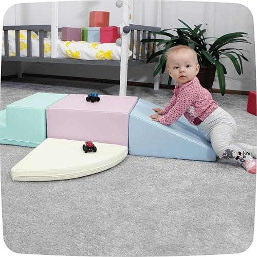 IGLU Soft Play Corner Climber Montessori Foam Blocks for Toddlers 1 Year Old with 5 Shape Forms Equipment for Kids in Pastel Colors thumbnail 9