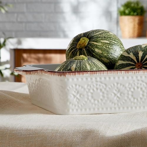 ONEMORE Lot de 4 plats à gratin en céramique avec poignées, Plats à cuisson rectangulaires, Plat à lasagnes pour gâteaux, repas et banquets, Compatibles lave-vaisselle et four thumbnail 8