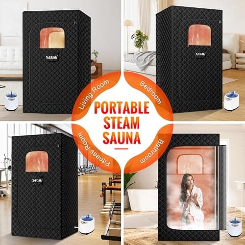 X-Vcak Upgraded Sauna Box for Relaxation, Detoxification, Portable Sauna for Home with Steamer, Remote Control, Folding Chair, 9 Levels, 2.6’ x 2.6’ x 5.9’ thumbnail 8