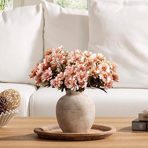 Vanselia Ceramic Flower Vase Home Decor - Farmhouse Table Vases Rustic Vintage Living Room Kitchen Bedroom Decorations for House Book Shelf Office Coffee Desk Dining Fireplace (7.4" Retro) thumbnail 6