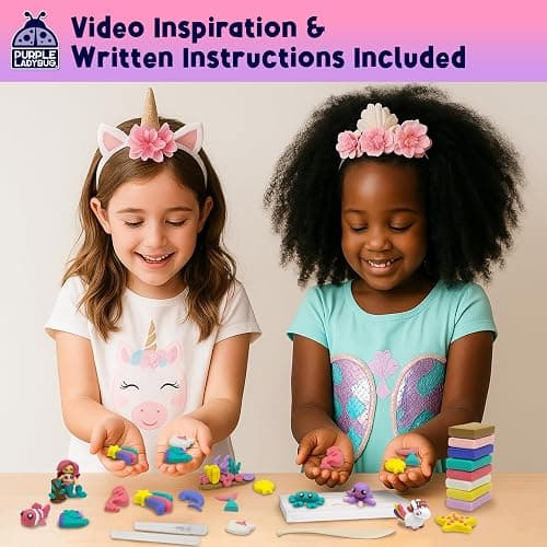Eraser Lab DIY Clay Mini Cute Eraser Kit for Girls - Unicorn & Mermaid Theme - Fun Craft Activity for Girls Aged 4 5 6 7 8 9 10, Perfect Back to School Supply, Ideal Christmas & Birthday Gift Idea thumbnail 6