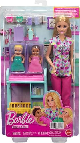 Barbie Careers Baby Doctor Playset with Blonde Fashion Doll, 2 Baby Dolls, Exam Table & Accessories thumbnail 6