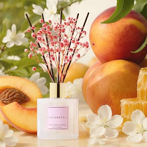 Cocorrína Reed Diffuser Sets - 6.7 oz. White Peach& Oolong Scented Diffuser with 8 Sticks Home Fragrance Reed Diffuser for Bathroom Shelf Decor thumbnail 4