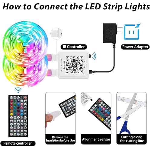 Ledagic Led Lights for Bedroom 150 ft (2 Rolls of 75ft), Music Sync RGB Led Strip Lights with Remote App Control, Color Changing Led Lights for Room Home Kitchen Party Decor thumbnail 7