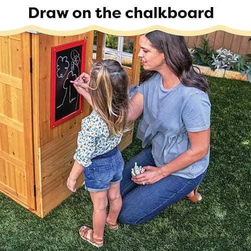 KidKraft Modern Outdoor Wooden Playhouse with Picnic Table, Mailbox and Outdoor Grill ,Gift for Ages 3+ thumbnail 11