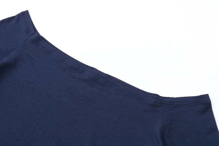 OThread & Co. Women's Off Shoulder Long Sleeve Crop Top Comfy Basic Stretch Layer Shirt thumbnail 5
