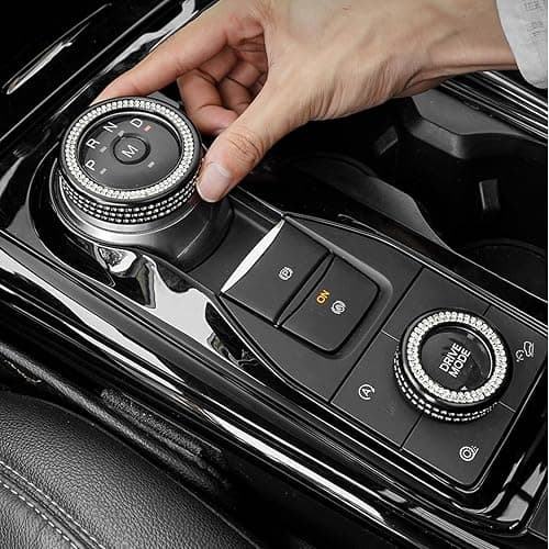 JIEREPU Bling Center Console Button Rings Cover for Ford Explorer ST Sport XLT - Drive Mode & Gear Shift Knobs, Perfect Fit - Enhance Car Interior, for Ford Explorer 2020 to 2025 (Black) thumbnail 4