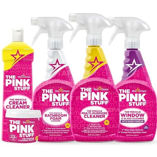 Stardrops - The Pink Stuff - The Miracle Cleaning Paste, Multi-Purpose Spray, Bathroom Foam Spray, Window & Glass Cleaner, and Cream Cleaner Bundle - Image 1
