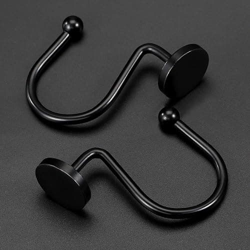CHICTIE Black Shower Curtain Hooks, 12 Pieces, Metal, Shower Curtain Rings, Modern Decorative Design thumbnail 3