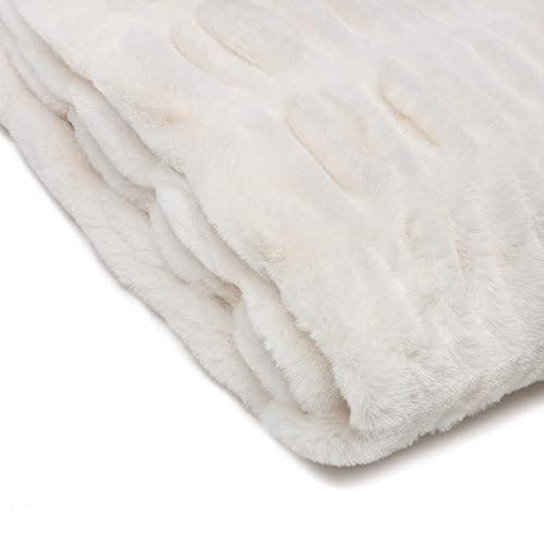 Chanasya Premium Ruched Faux Fur Throw Blanket - Luxurious, Soft Reversible Mink Blanket - 50" x 65” - Cloud - 50x65 Inches - A(cloud) thumbnail 8