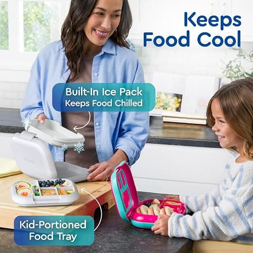 Bentgo Chill Kids Leak-Proof Lunch Box - 4-Compartment Bento Box with Built-In Ice Pack, 3.3 Cup Capacity, PFAS & BPA-Free, Microwave & Dishwasher Safe, Ideal Size for Ages 3 to 7 (Gray) thumbnail 3