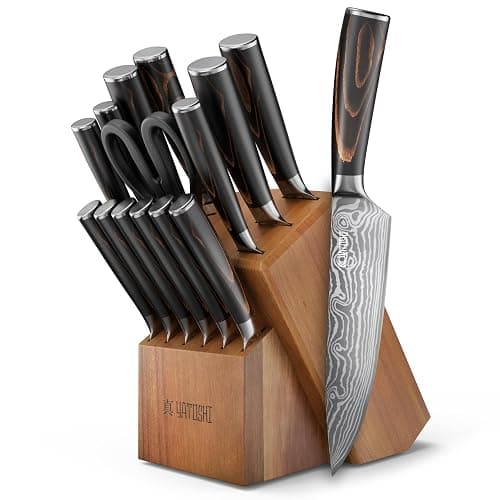 Yatoshi Professional Kitchen Knife Set, 15 Pieces, High Carbon Stainless Steel, Ergonomic Handle - Image 1