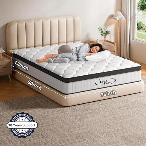 LoadEase King Size Mattress,12 Inch King Mattress in a Box for Back Pain Relief, Upgrade Memory Foam and Pocket Coils Spring, Medium Firm, Excellent Motion Isolation, Edge Support, 80x76x12 thumbnail 6