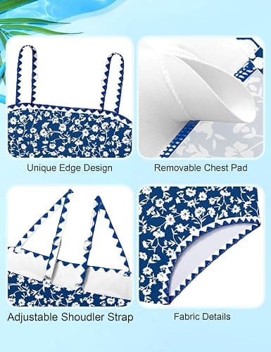 ADIFUN Girls Swimsuit Adjustable Shoulder Straps with Chest Pad Bikini with Cover Up Skirt 3 Piece Bathing Suit for Teen Girl thumbnail 5