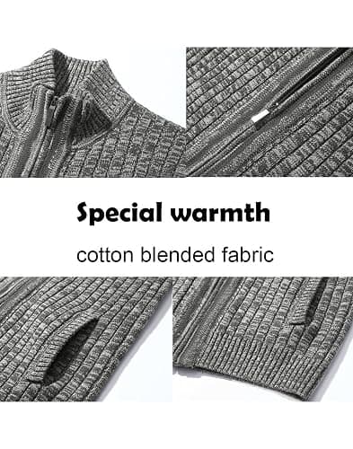 Pioneer Camp Men's Cardigan Sweaters Full Zip Up Stand Collar Slim Fit Casual Knitted Sweater with 2 Front Pockets thumbnail 3