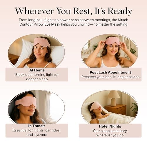 Kitsch Contour Pillow Eye Mask – Softer Than Silk Eye Masks for Sleep, Blindfold Sleep Masks for Women & Men, No Eye Pressure, Lightweight, Eye Care, Travel Essentials - Blush thumbnail 6