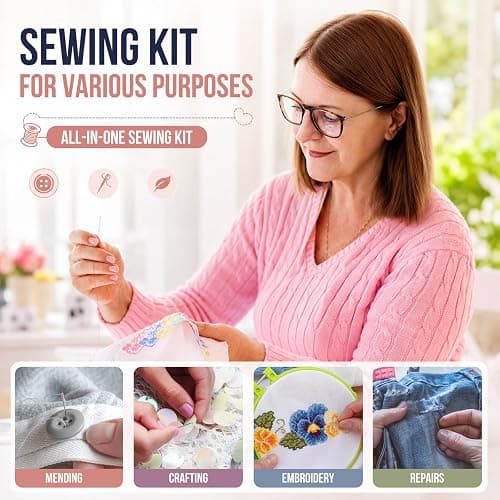 Coquimbo Sewing Kit Mini, Dorm Room Essentials, Portable Needle and Thread Kit with Scissors, Tape Measure, Thimble & Sewing Needles for Adults, College Students, Travel, Emergency Repair (Black, S) thumbnail 4