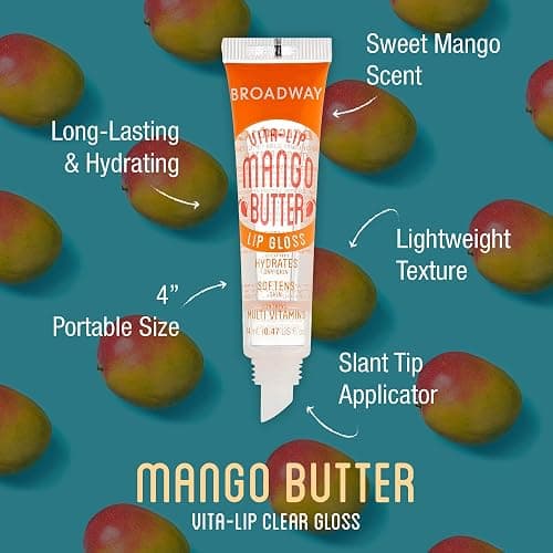 Ruby Kisses Broadway Vita-Lip Clear Lip Gloss (Mango Butter 6 Pack), Ultra-Hydrating & Soothing Formula with Multi-Vitamin Oils, High-Shine Non-Sticky Finish, Nourishing Glossy Lip Balm Softens Skin thumbnail 2