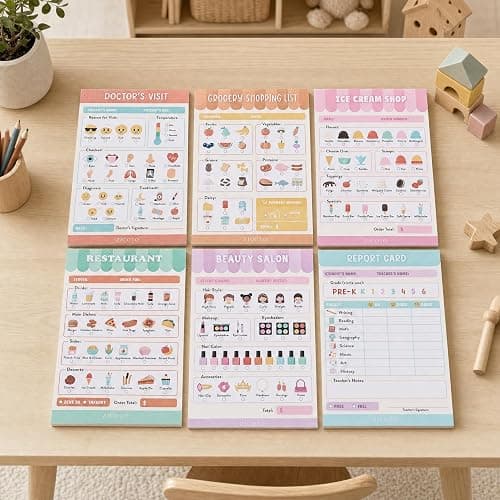 Fun Pretend Play Notepads for Kids Set of 6 - Imaginative Playtime Order Pads for Restaurant, Doctor and School Role Play - Creative Screen Free Activity & Gift for Toddlers and Preschoolers Ages 3-6 thumbnail 7